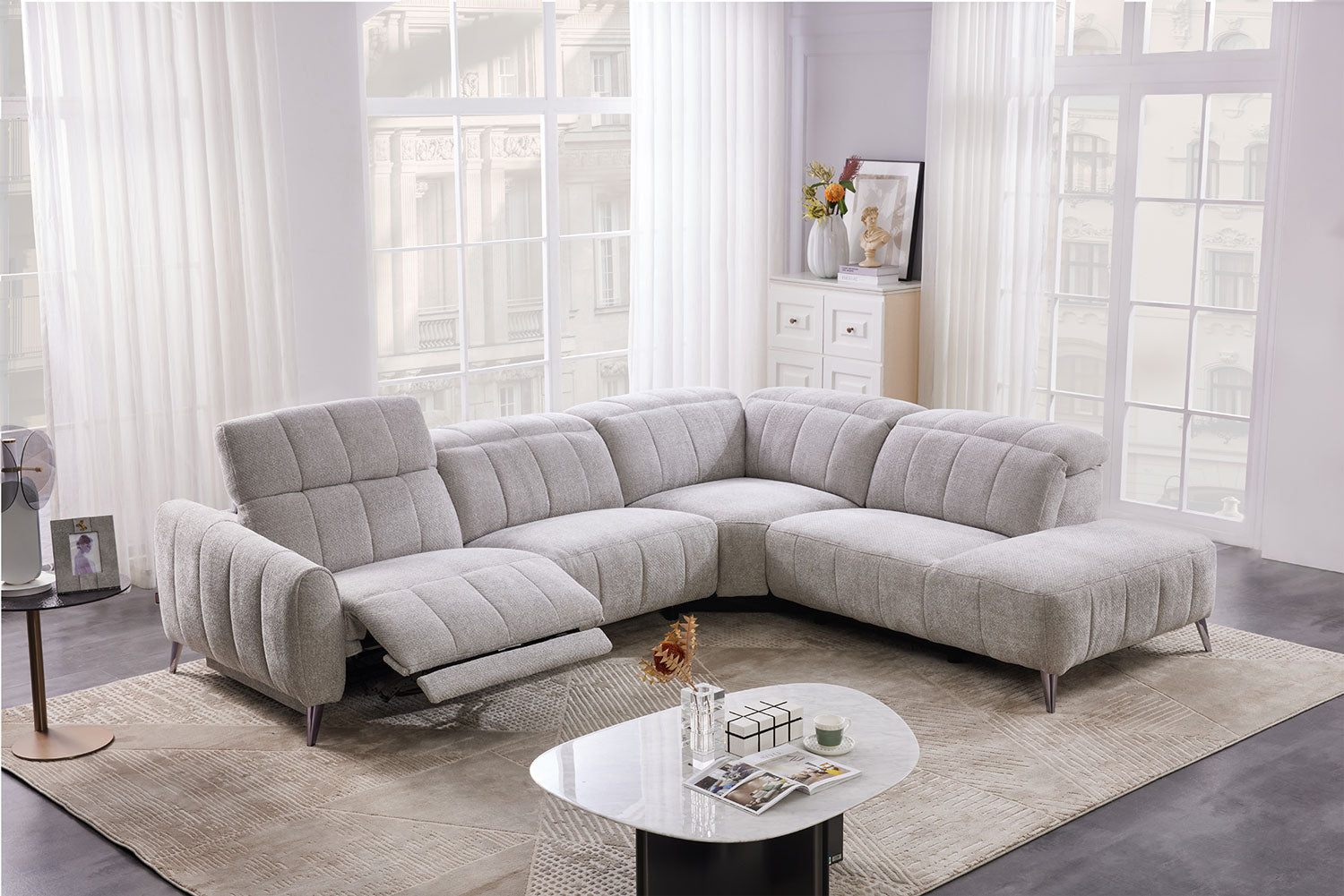 50738 Motion Fabric Sectional in Light Grey | J&M Furniture - Canal Furniture