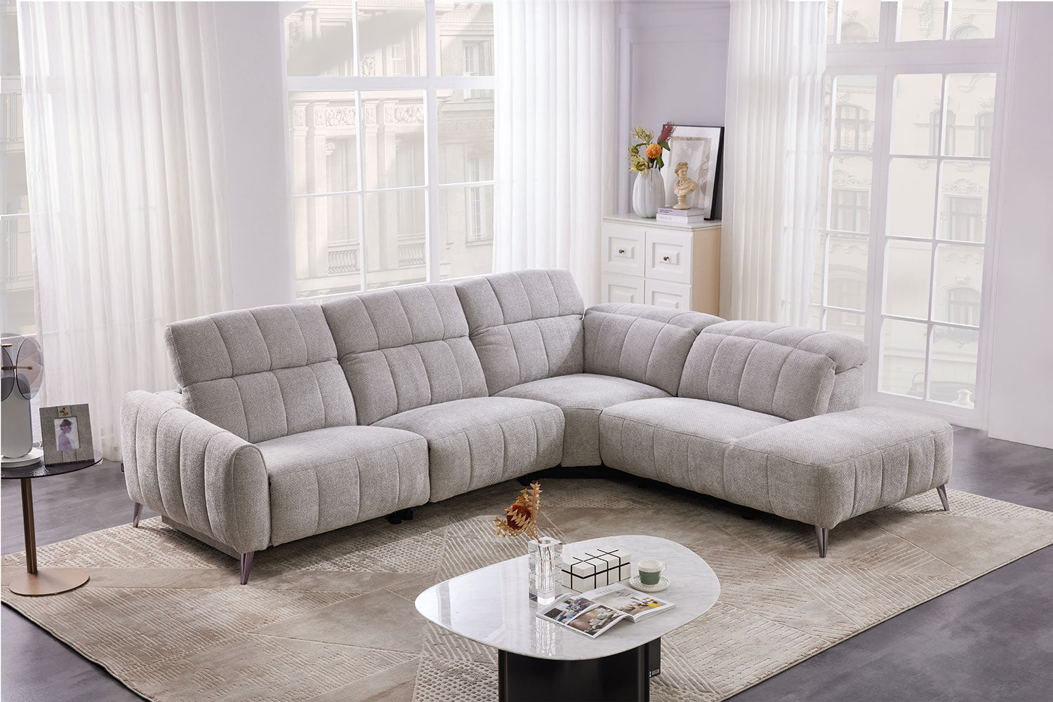 50738 Motion Fabric Sectional in Light Grey | J&M Furniture - Canal Furniture