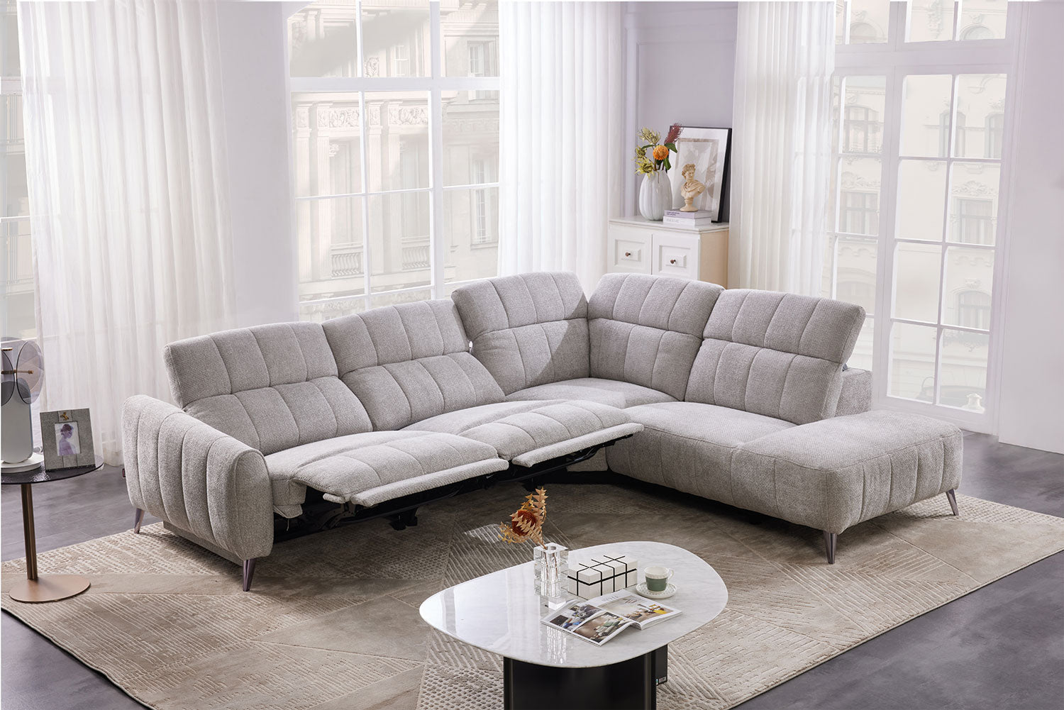 50738 Motion Fabric Sectional in Light Grey | J&M Furniture - Canal Furniture