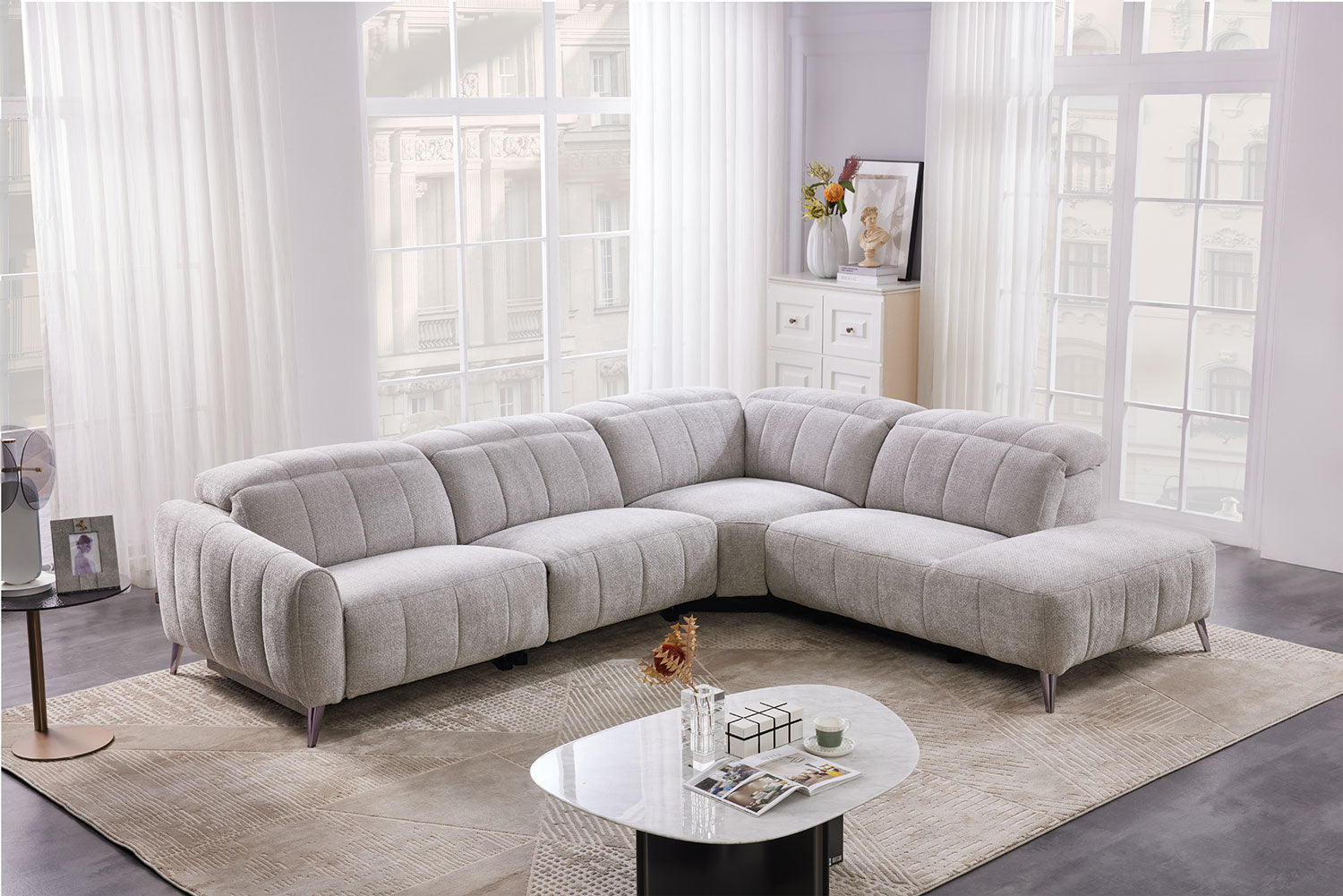 50738 Motion Fabric Sectional in Light Grey | J&M Furniture - Canal Furniture