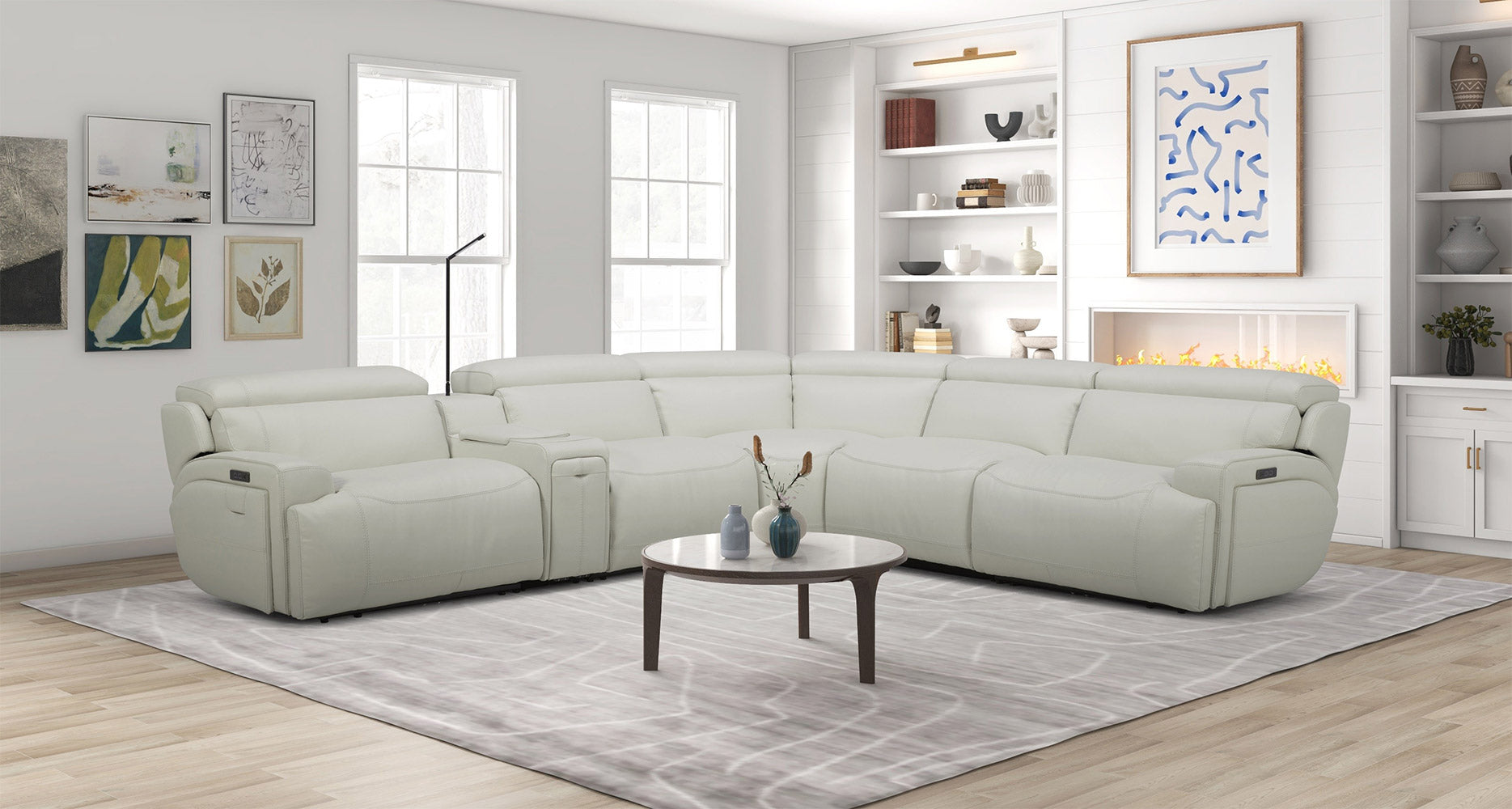 6095B Power Sectional in White | J&M Furniture - Canal Furniture