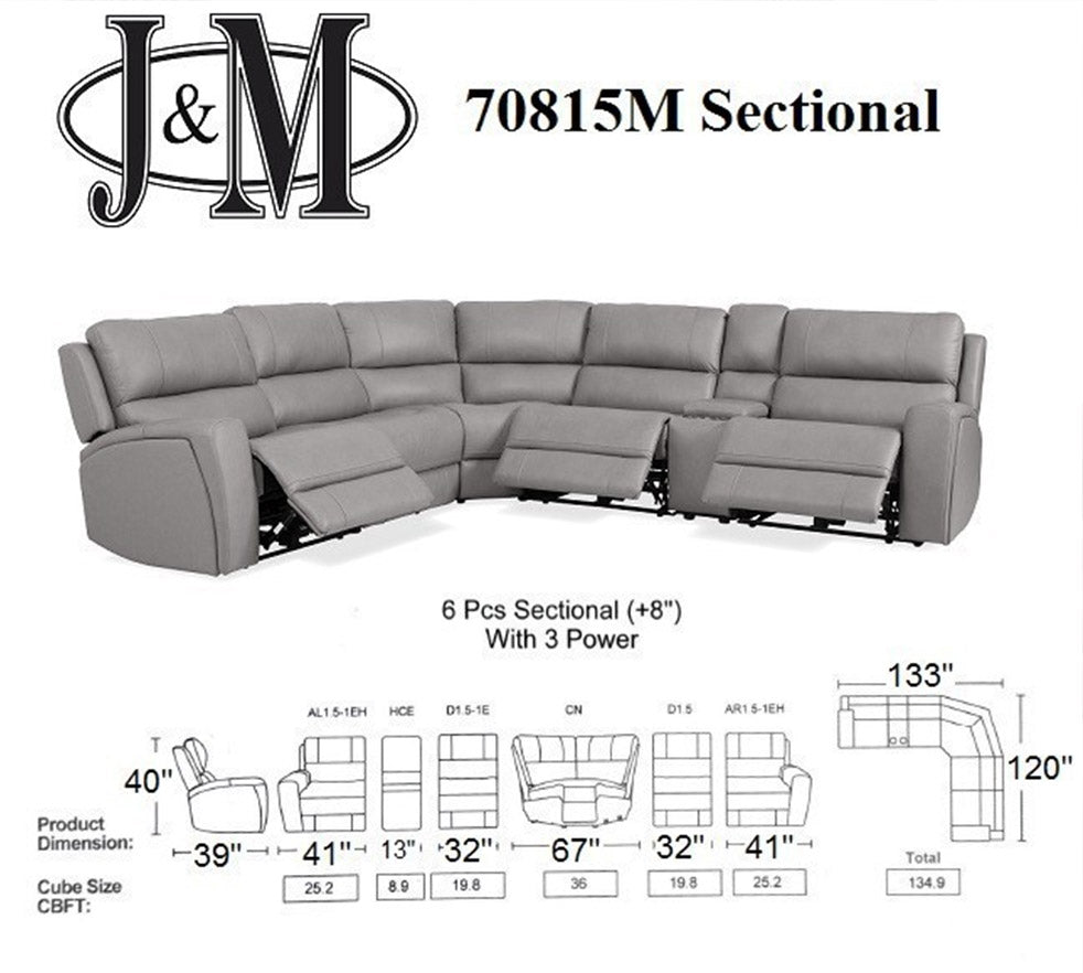 70815M Reclining Sectional in Pumpkin | J&M Furniture - Canal Furniture