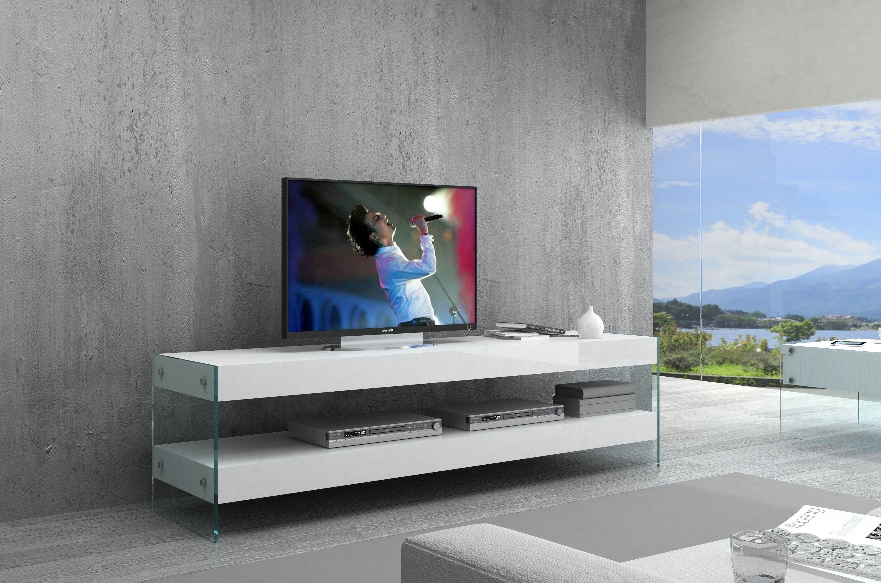 Cloud TV Base in High Gloss | J&M Furniture - Canal Furniture