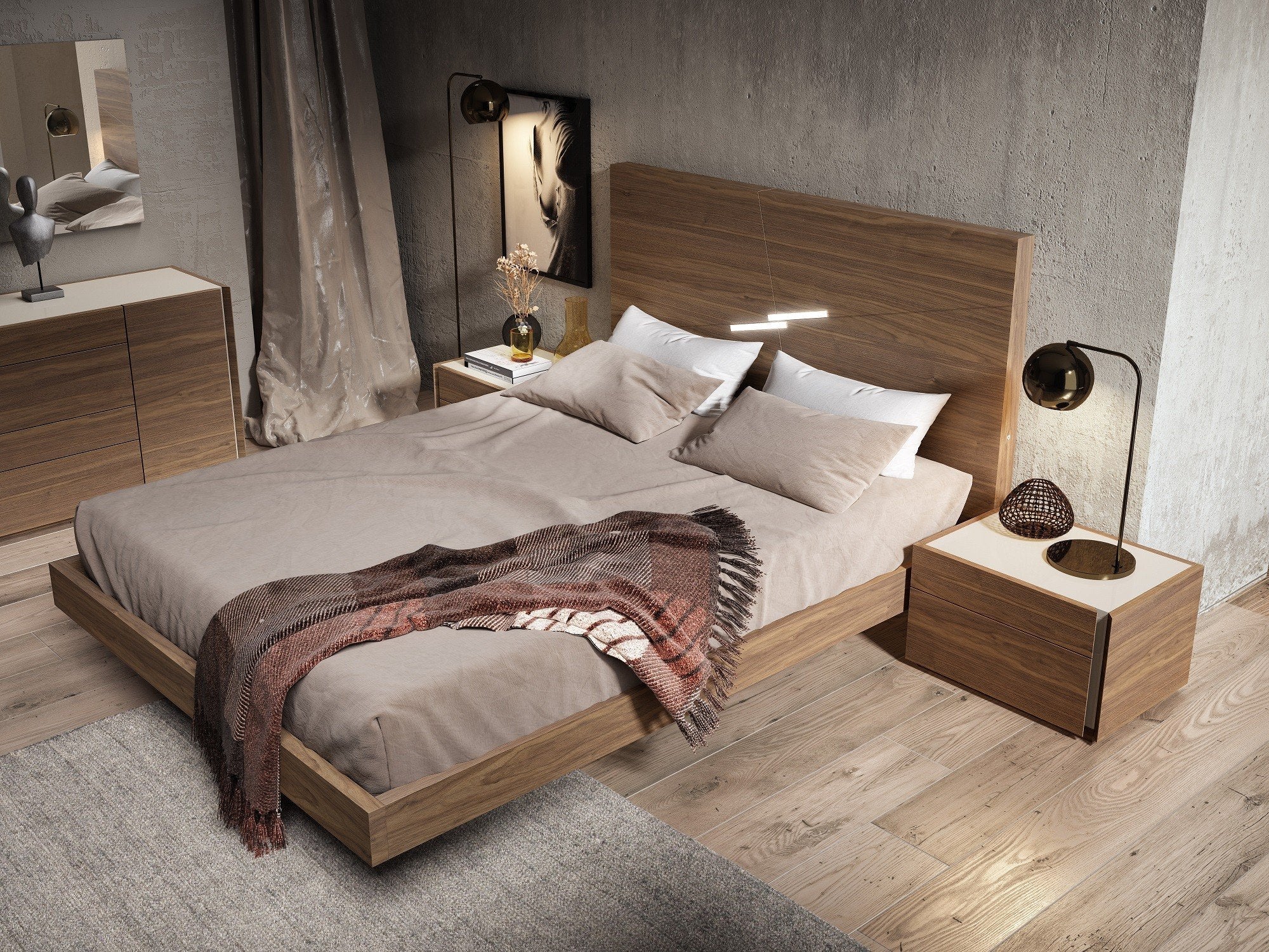 Faro Premium Bed in Walnut | J&M Furniture - Canal Furniture