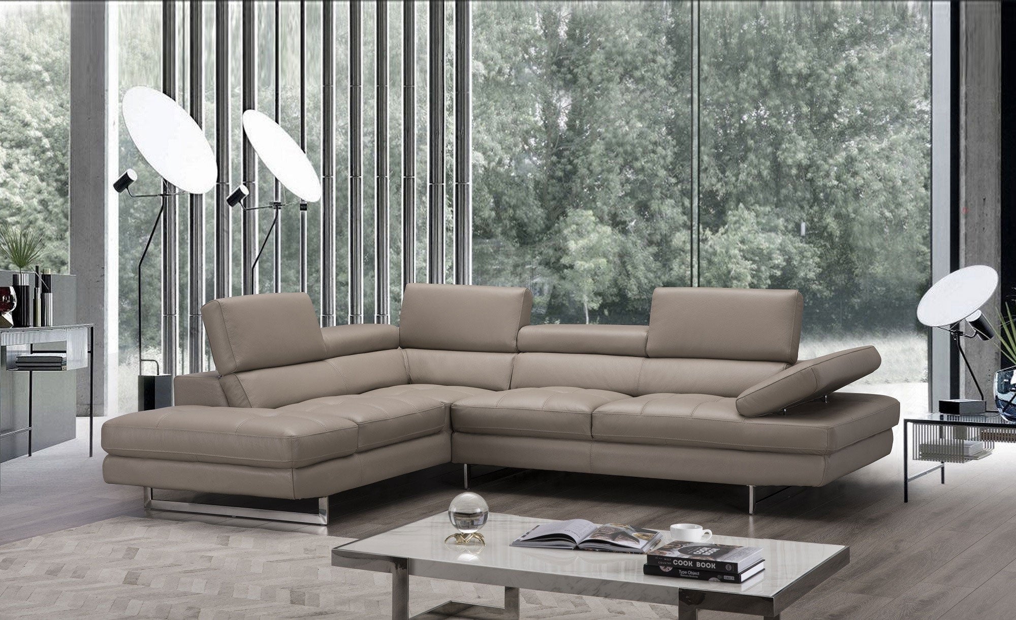 Forza A761 Italian Leather Sectional In Peanut - Canal Furniture