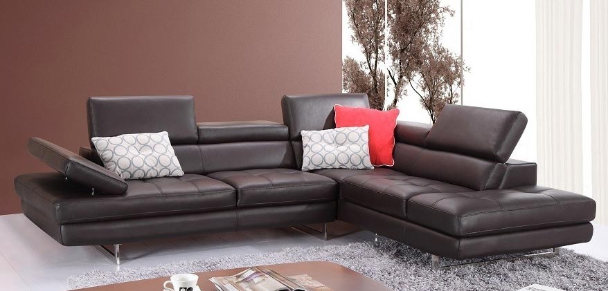 Forza A761 Italian Leather Sectional In Brown - Canal Furniture