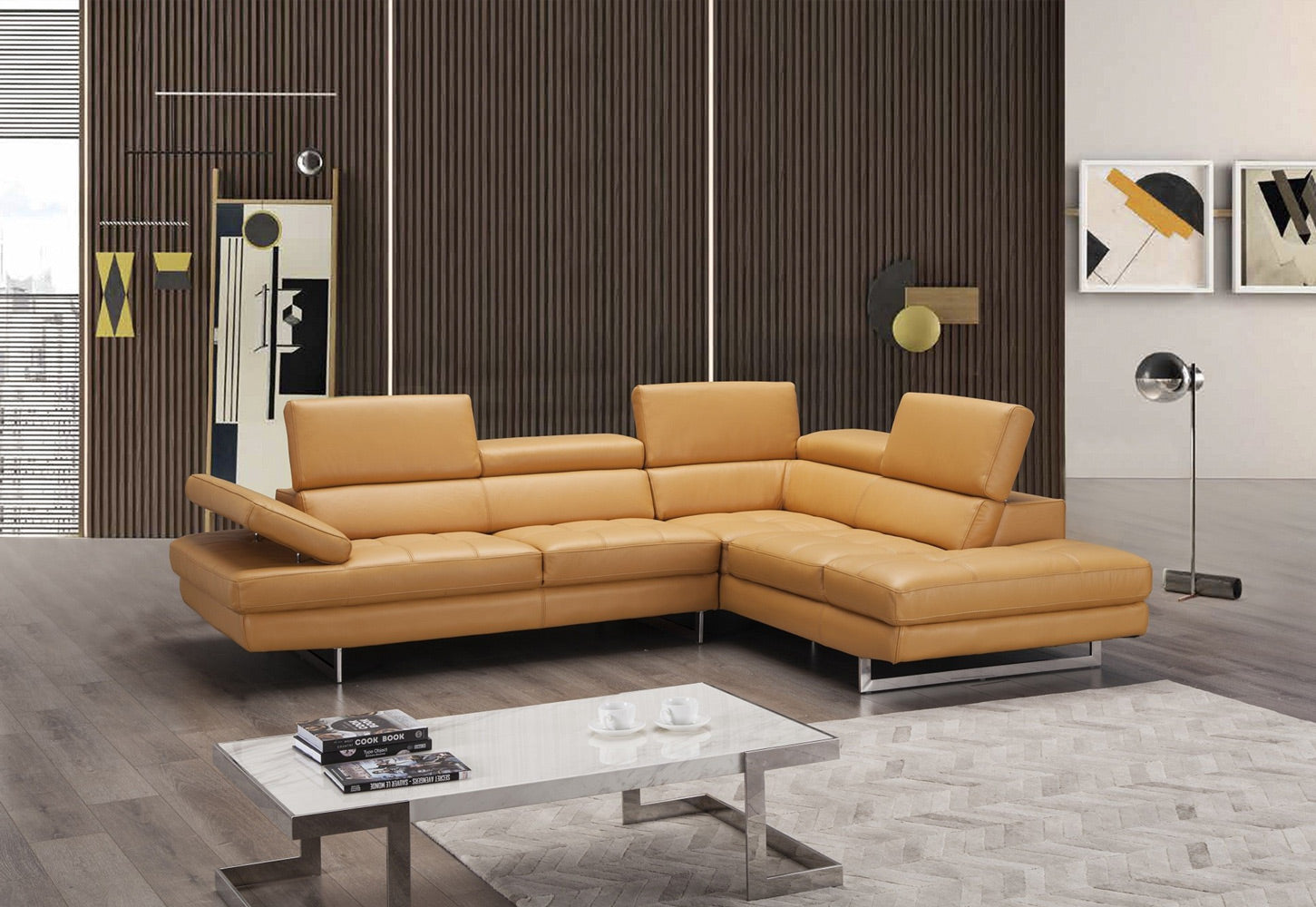 Forza A761 Italian Leather Sectional In Freesia - Canal Furniture