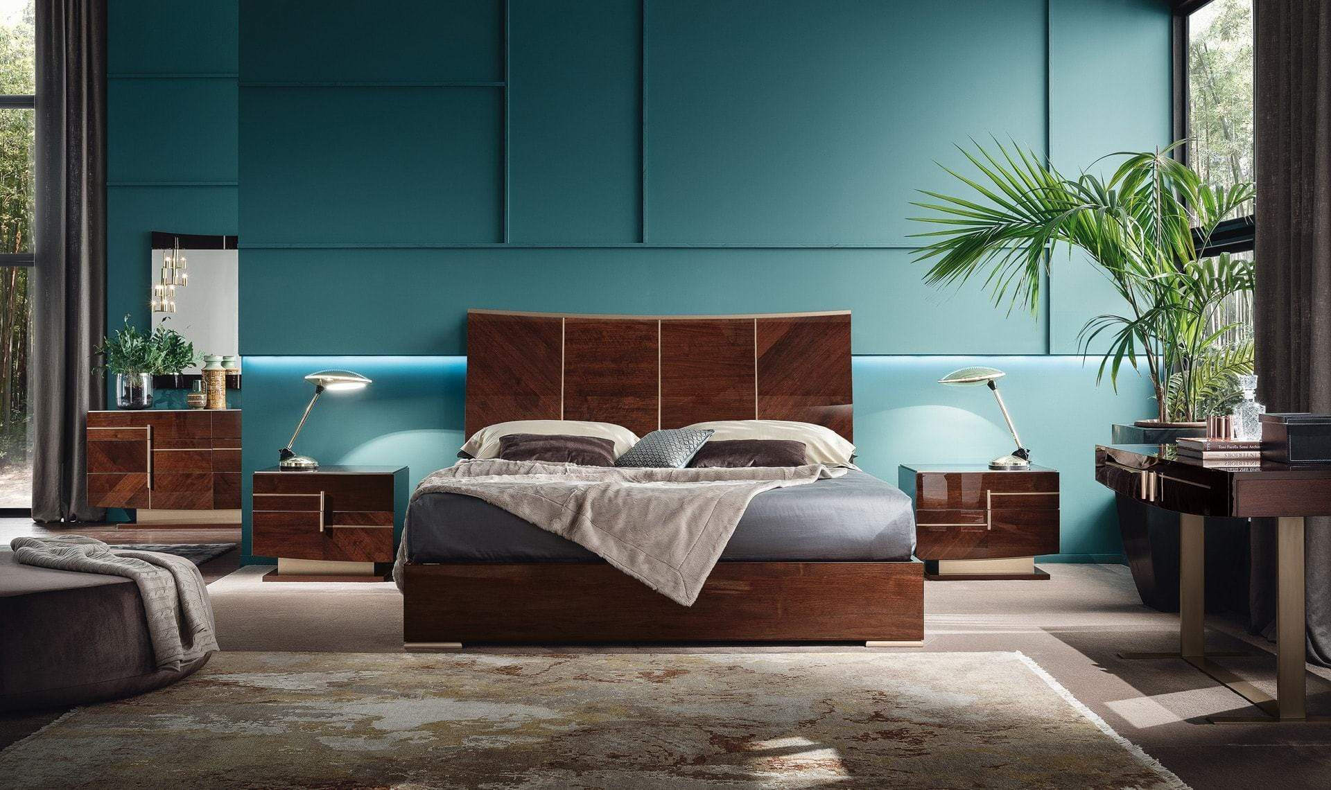 Alf Italia Bedroom Sets Bellagio Italian Bed in Coffee Walnut