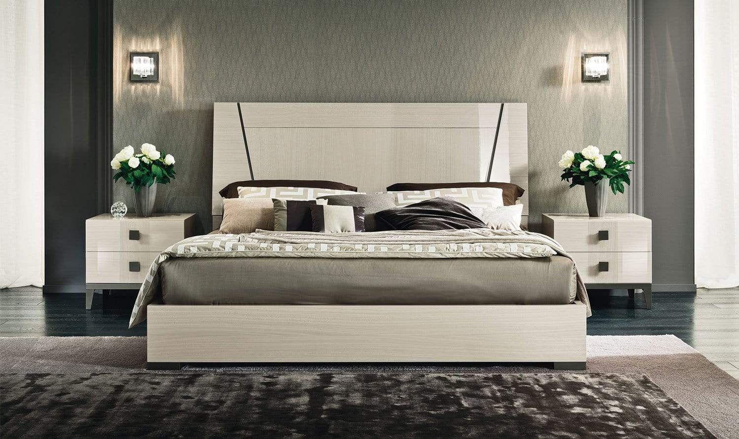 Alf Italia Bedroom Sets Mont Blanc Bed w/ Wooden Headboard | Alf Italia