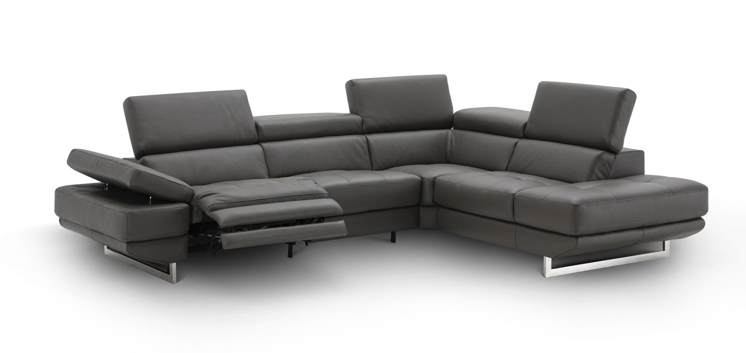 Annalaise Leather Recliner Sectional in Dark Grey | J&M Furniture - Canal Furniture