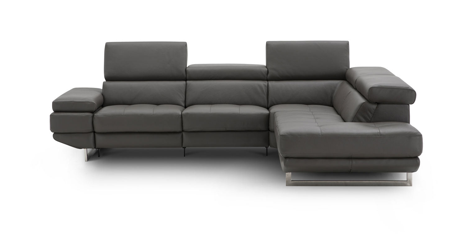 Annalaise Leather Recliner Sectional in Dark Grey | J&M Furniture - Canal Furniture