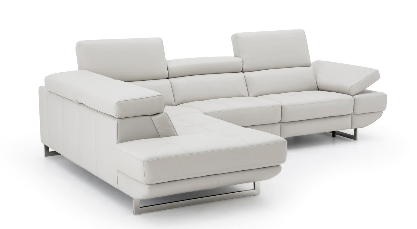 Annalaise Leather Recliner Sectional in Silver Grey | J&M Furniture - Canal Furniture