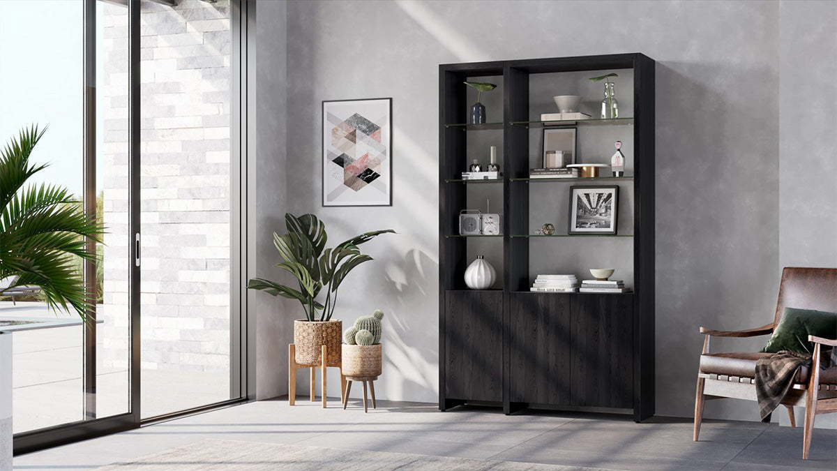 BDI Display & Storage Charcoal Stained Ash (CRL) Linea 580012 Shelf System | BDI Furniture