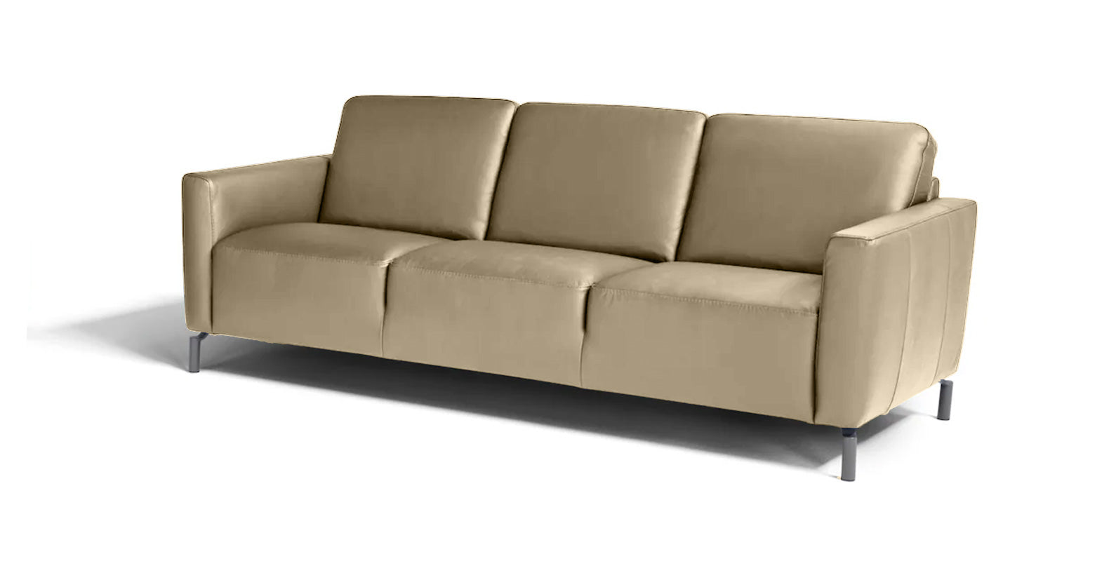 Caleb Leather Sofa in Taupe | Max Divani - Canal Furniture