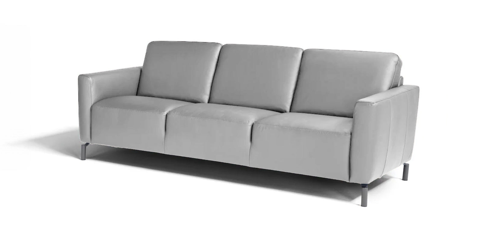 Caleb Leather Sofa in Light Grey | Max Divani - Canal Furniture