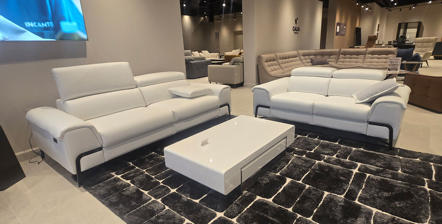 Incanto Italian Attitude Couches & Sofa i917 Leather Sofa Recliner in White | Incanto