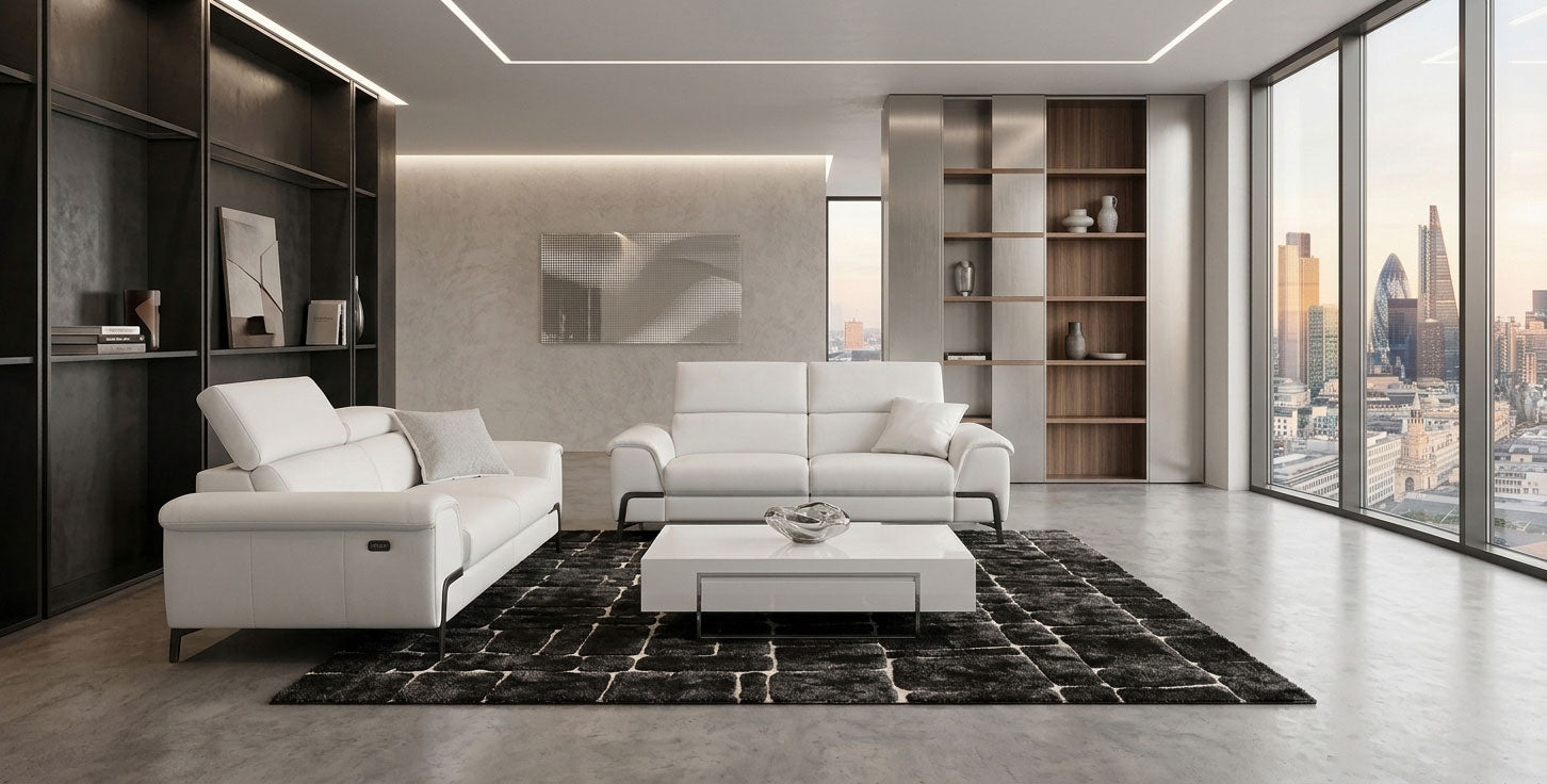 Incanto Italian Attitude Couches & Sofa i917 Leather Sofa Recliner in White | Incanto