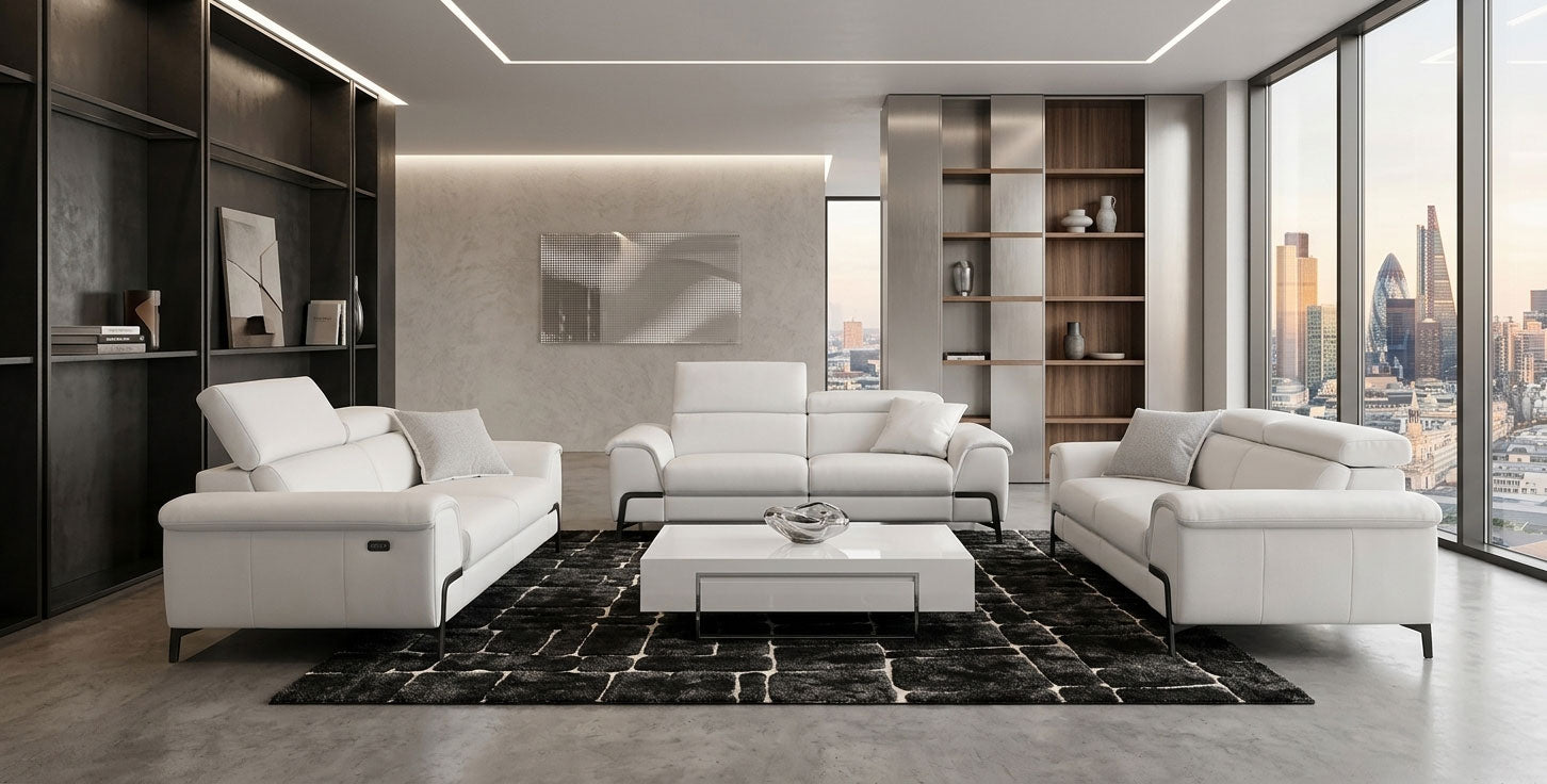 Incanto Italian Attitude Couches & Sofa i917 Leather Sofa Recliner in White | Incanto