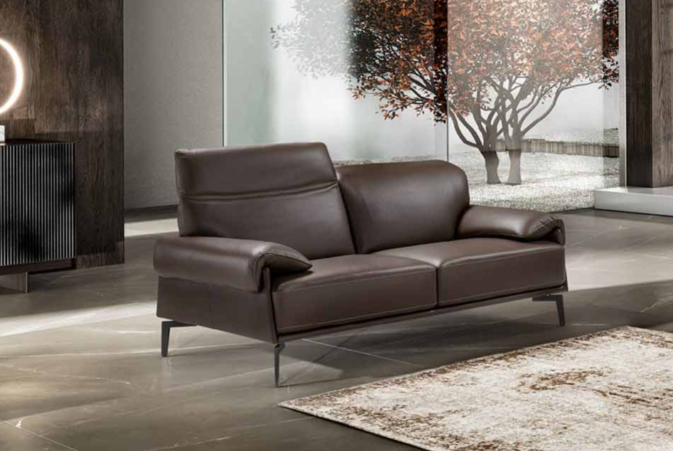 Norma Leather Loveseat in Walnut | Max Divani - Canal Furniture