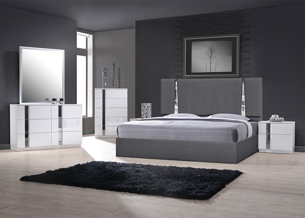 J and M Furniture Bed Matissee Bed in Charcoal