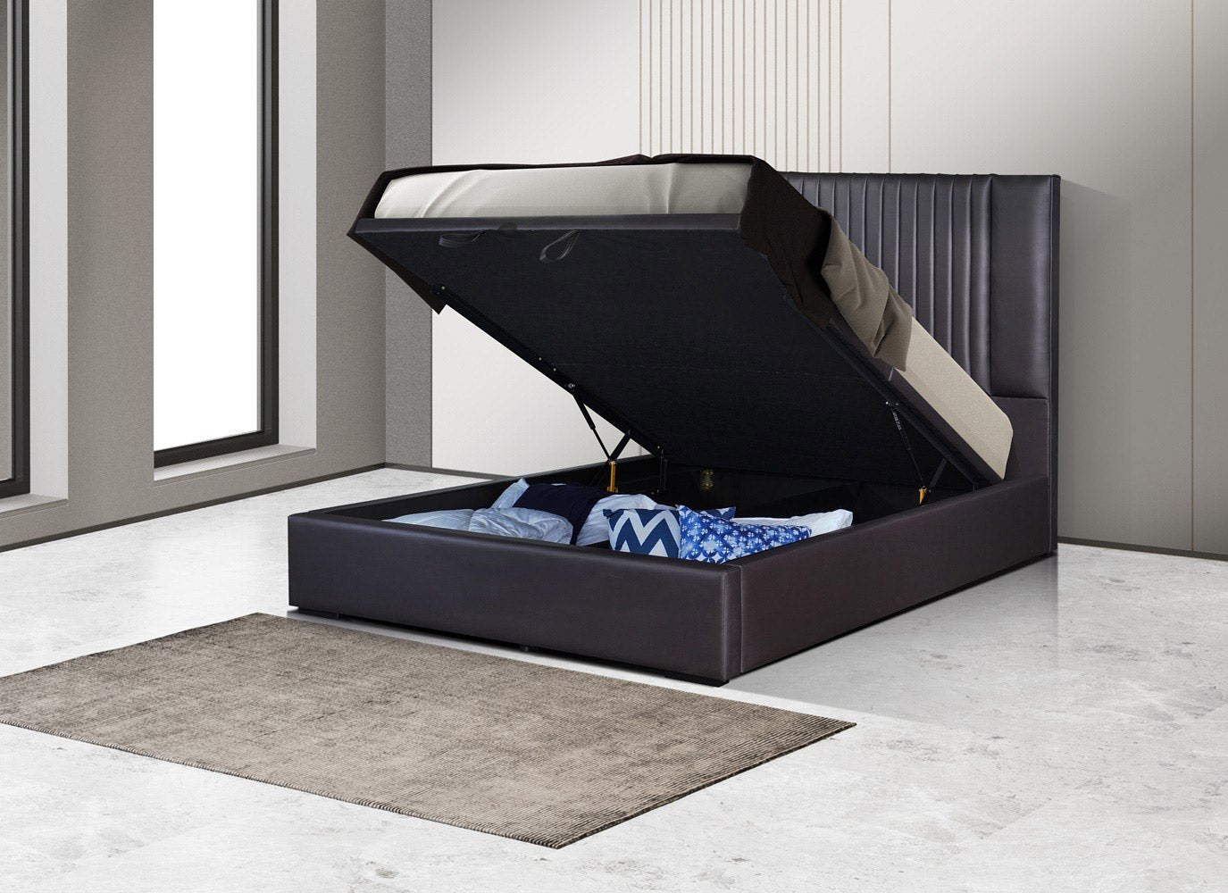 J and M Furniture Bed Nara Storage Bed in Dark Brown | J&M Furniture