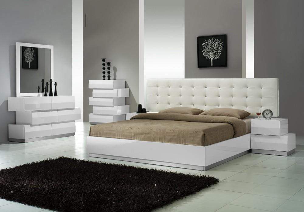 J and M Furniture Bedroom Sets Milan Modern Bed in White | J&M Furniture
