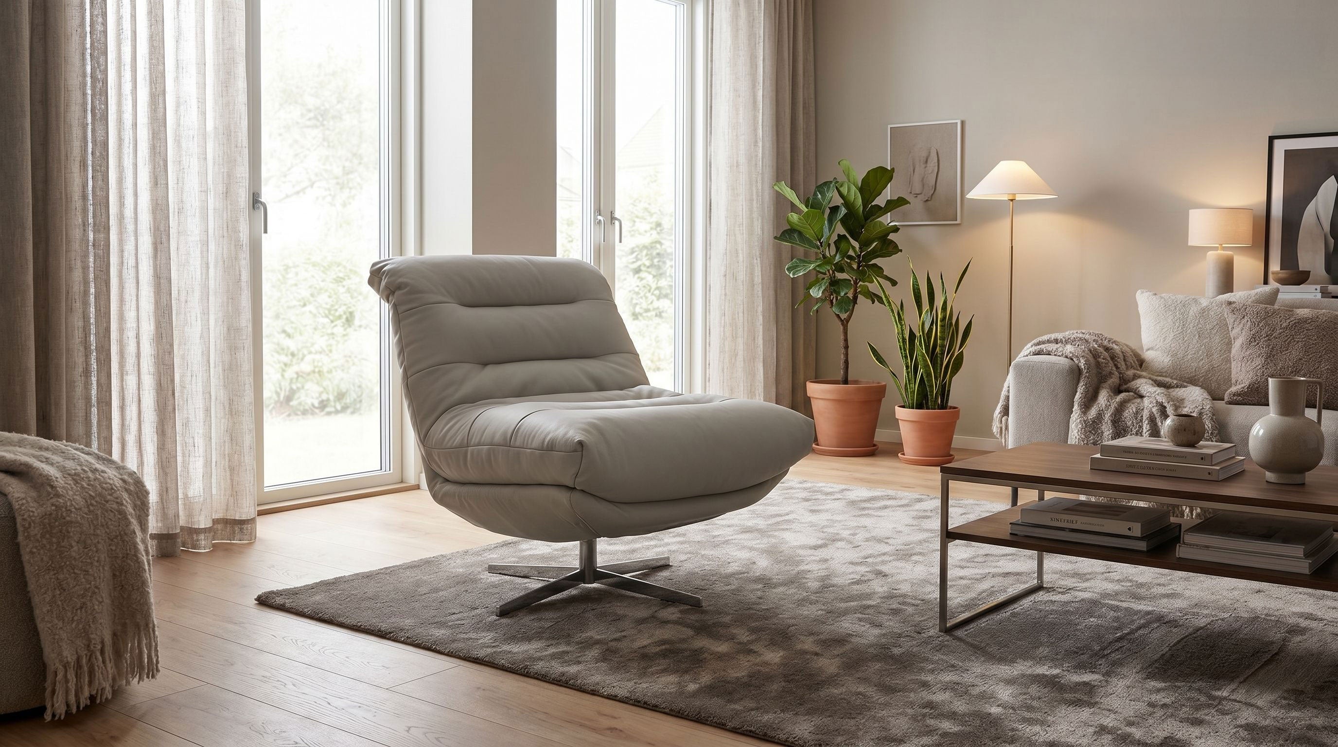J and M Furniture Chair Nest Swivel Chair in Milk Tea | J&M Furniture