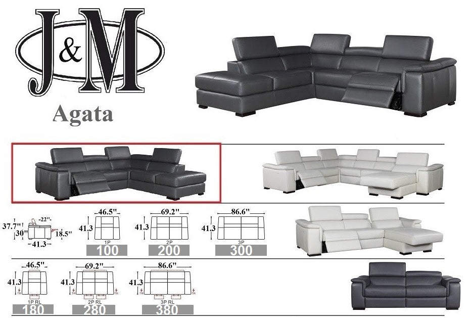 J and M Furniture Couches & Sofa Agata Premium Leather Sectional | J&M Furniture