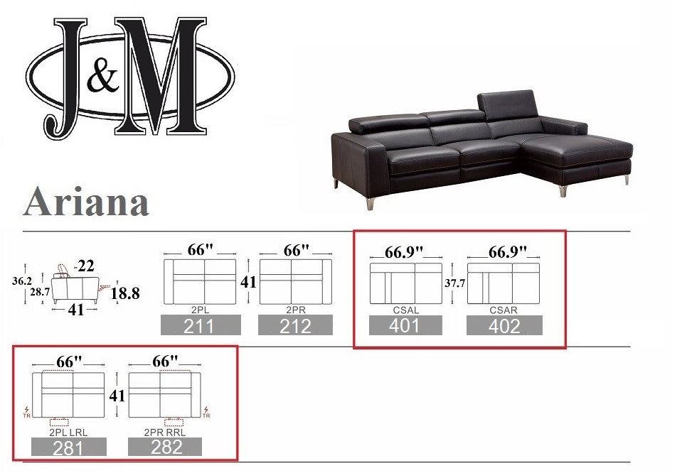 J and M Furniture Couches & Sofa Ariana Premium Leather Sectional | J&M Furniture