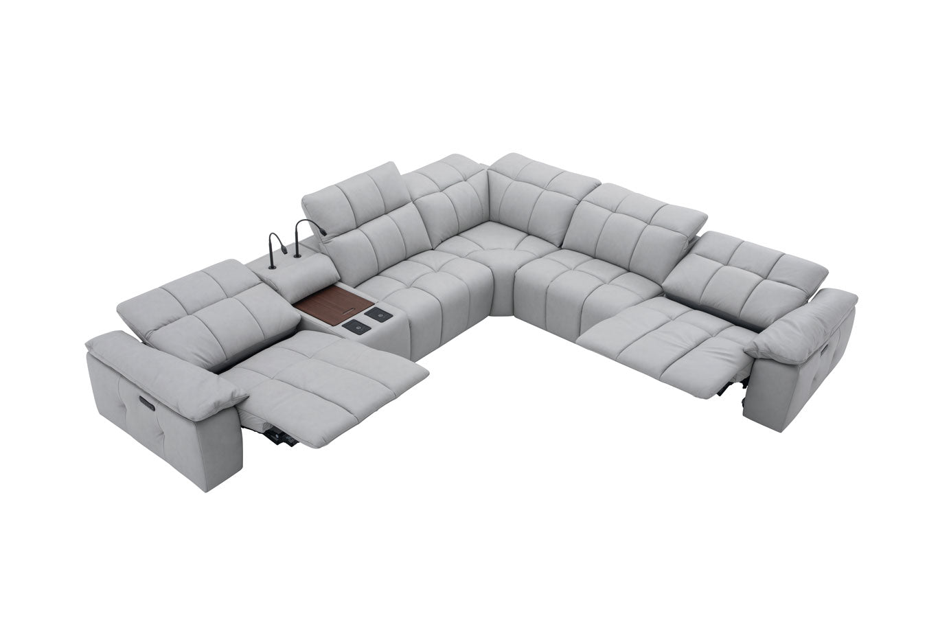 J and M Furniture Couches & Sofa Beaumont Leather Power Recliner 8301 in Light Grey | J&M Furniture