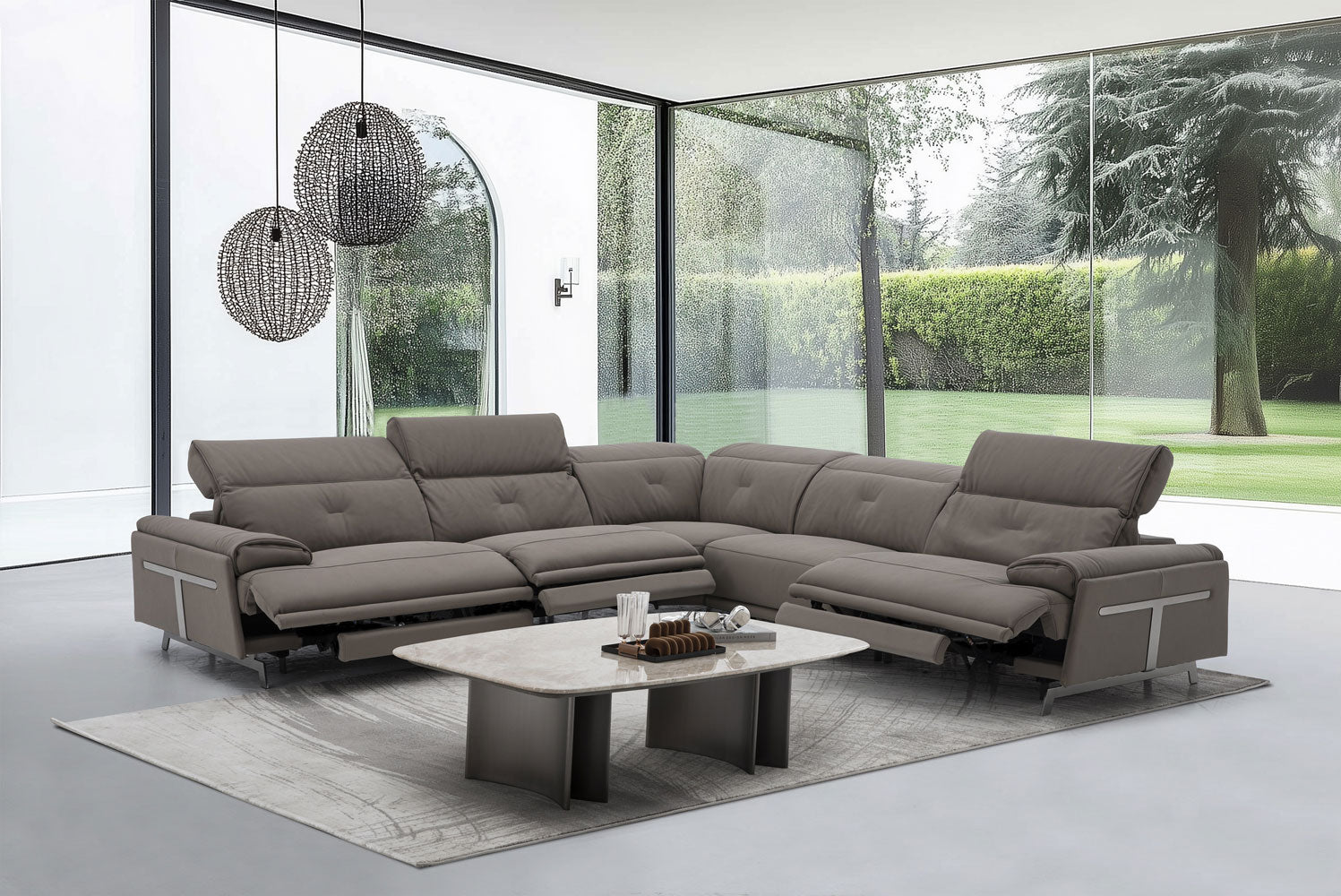 J and M Furniture Couches & Sofa Dolce Vita Leather Power Reclining Sectional in Brownie