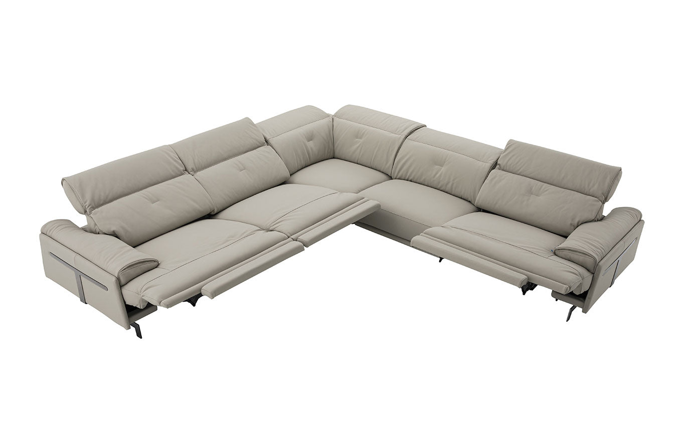 J and M Furniture Couches & Sofa Dolce Vita Modern Leather Power Reclining Sectional in Milk Tea