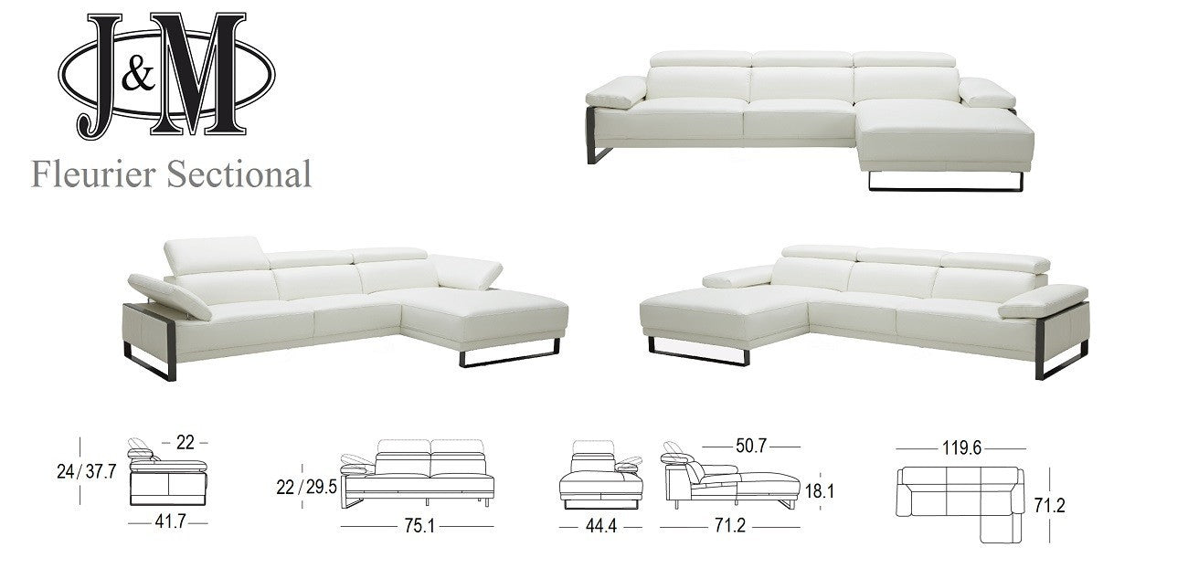 J and M Furniture Couches & Sofa Fleurier Sectional in White | J&M Furniture
