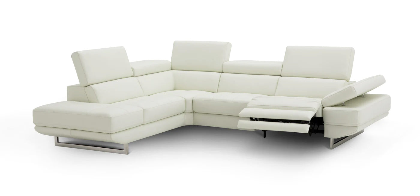 J and M Furniture Couches & Sofa Left Hand Facing Annalaise Reclining Leather Sectional in Snow White | J&M Furniture
