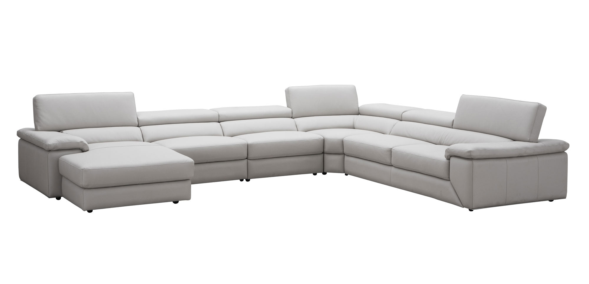 J and M Furniture Couches & Sofa Left Hand Facing Chaise Kobe Leather Sectional in Silver Grey | J&M Furniture