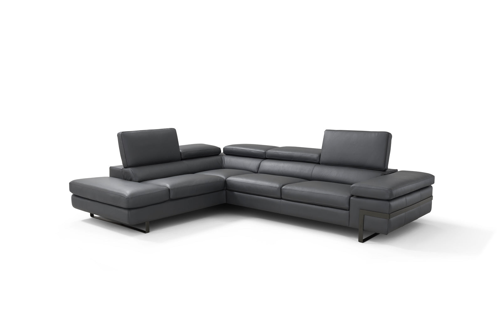 J and M Furniture Couches & Sofa Left Hand Facing Chaise Rimini Italian Leather Sectional in Dark Grey (i867)