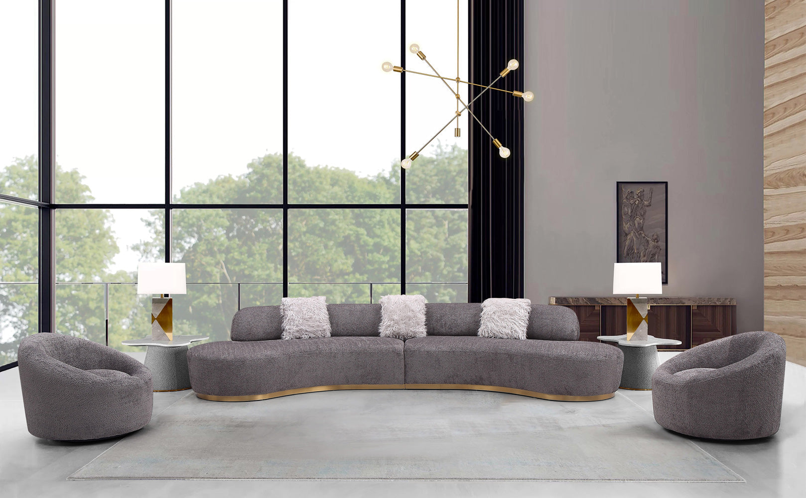 J and M Furniture Couches & Sofa Moon Fabric Sectional in Dark Grey | J&M Furniture