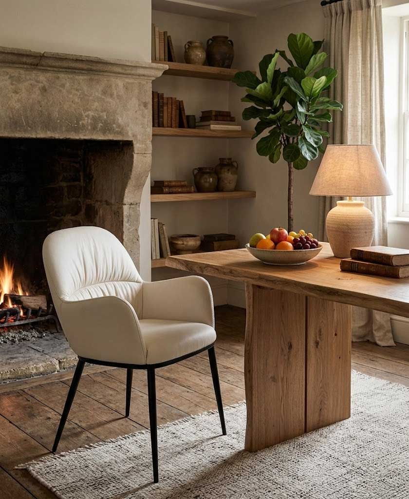 J and M Furniture Dining Chair Kora Leather Armchair in Frost | J&M Furniture