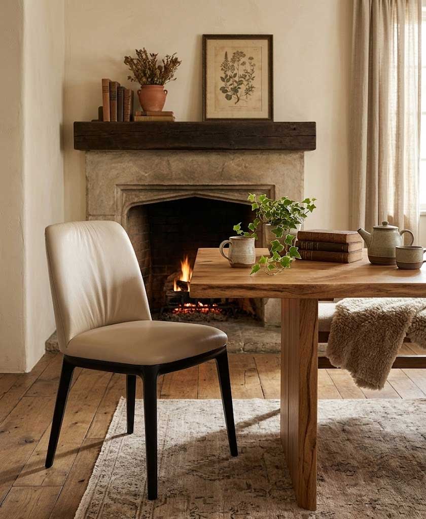 J and M Furniture Dining Chair Osaka Leather Chair in Light Mocha (pair) | J&M Furniture