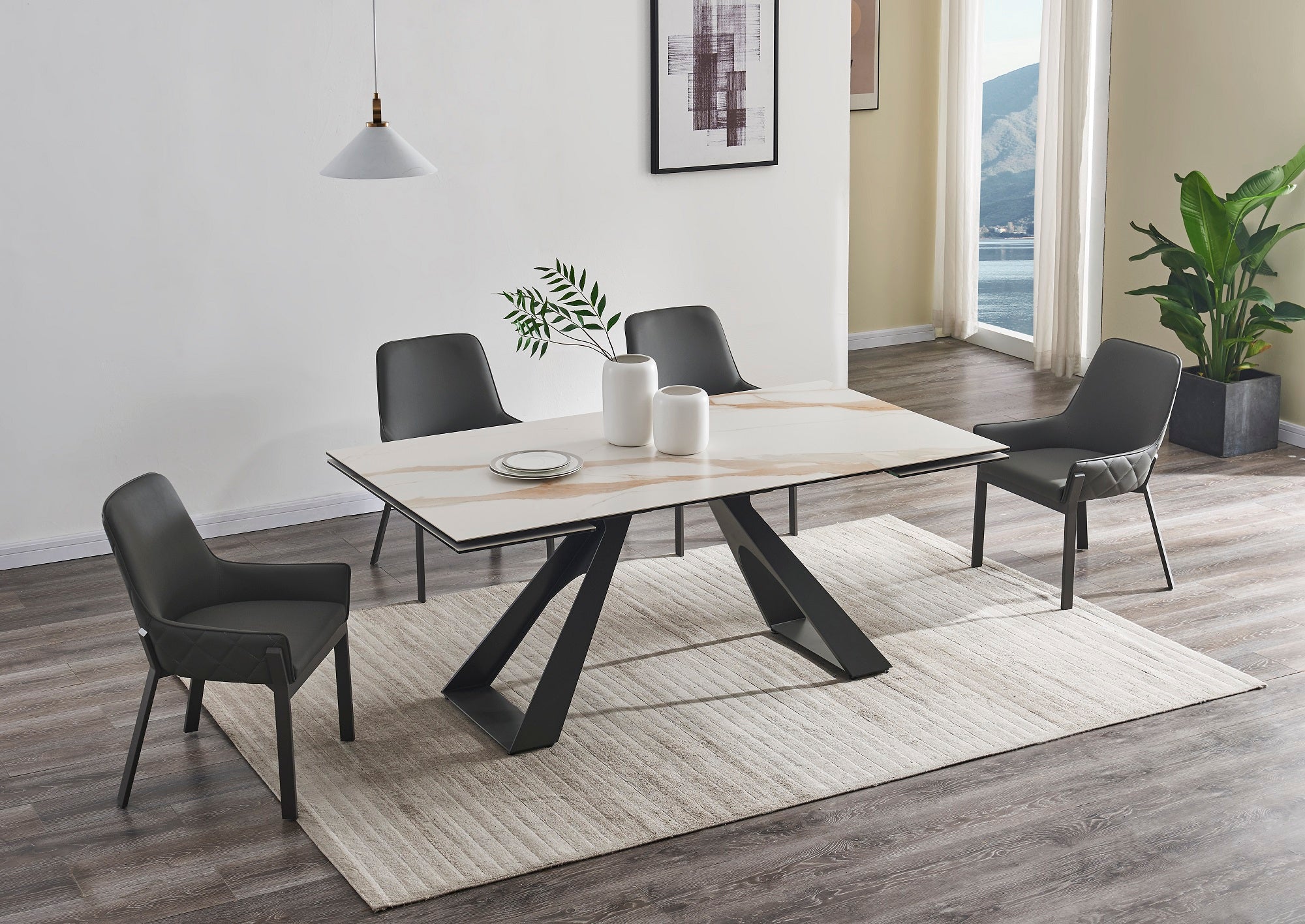 J and M Furniture Dining Sets Swan Extension Table