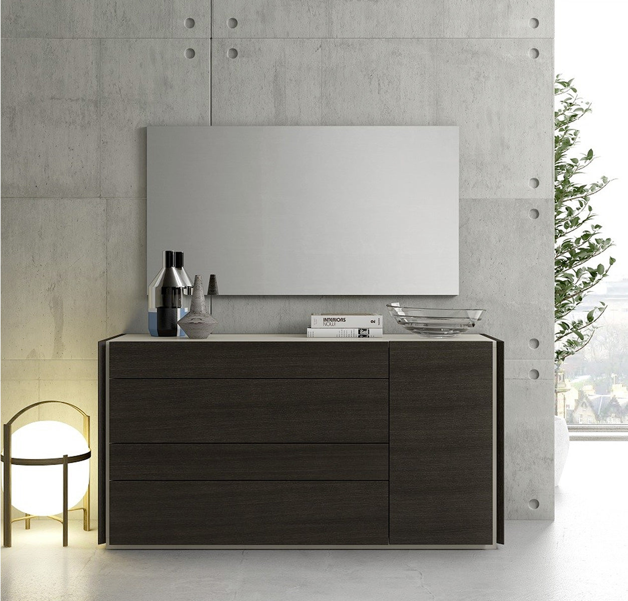 J and M Furniture Dresser Add Dresser & Mirror Porto Dresser & Mirror in Wenge