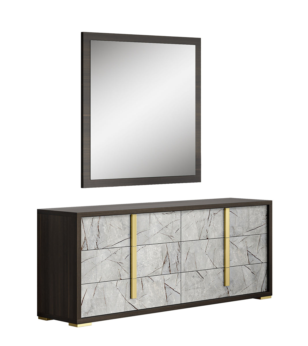 J and M Furniture Dresser Add Dresser & Mirror Travertine Dresser & Mirror
