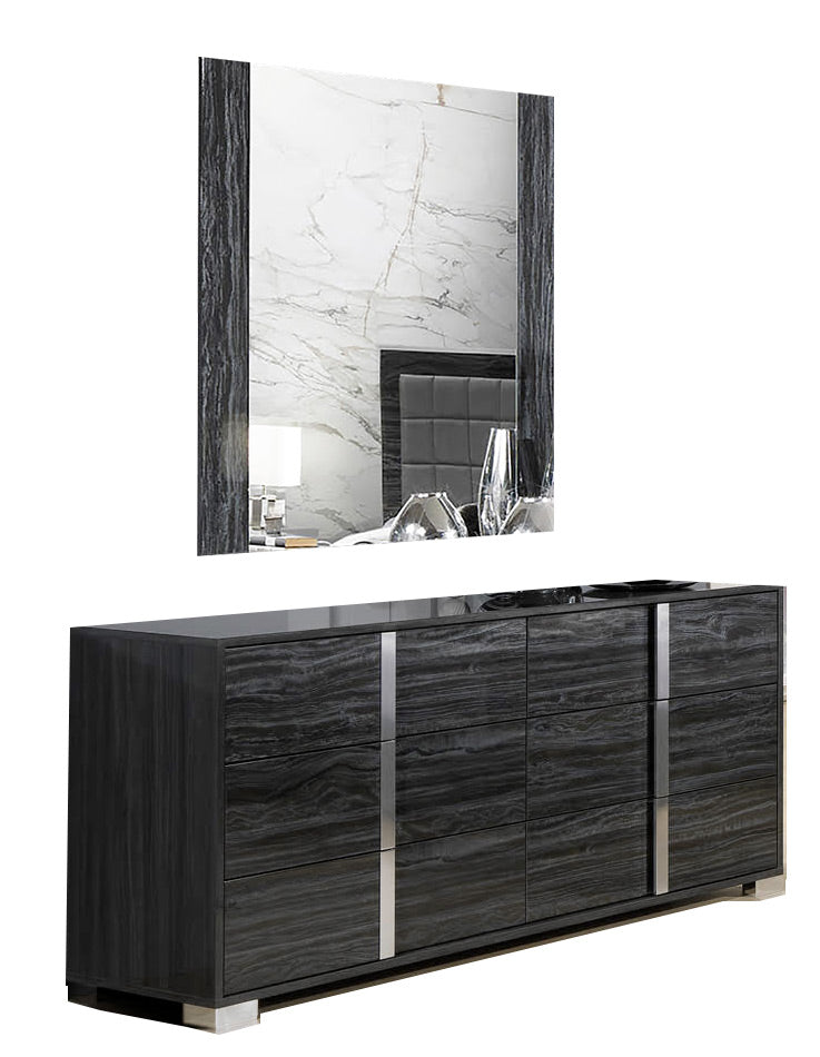 J and M Furniture Dresser Dresser & Mirror Alice Dresser & Mirror in Glossy Grey