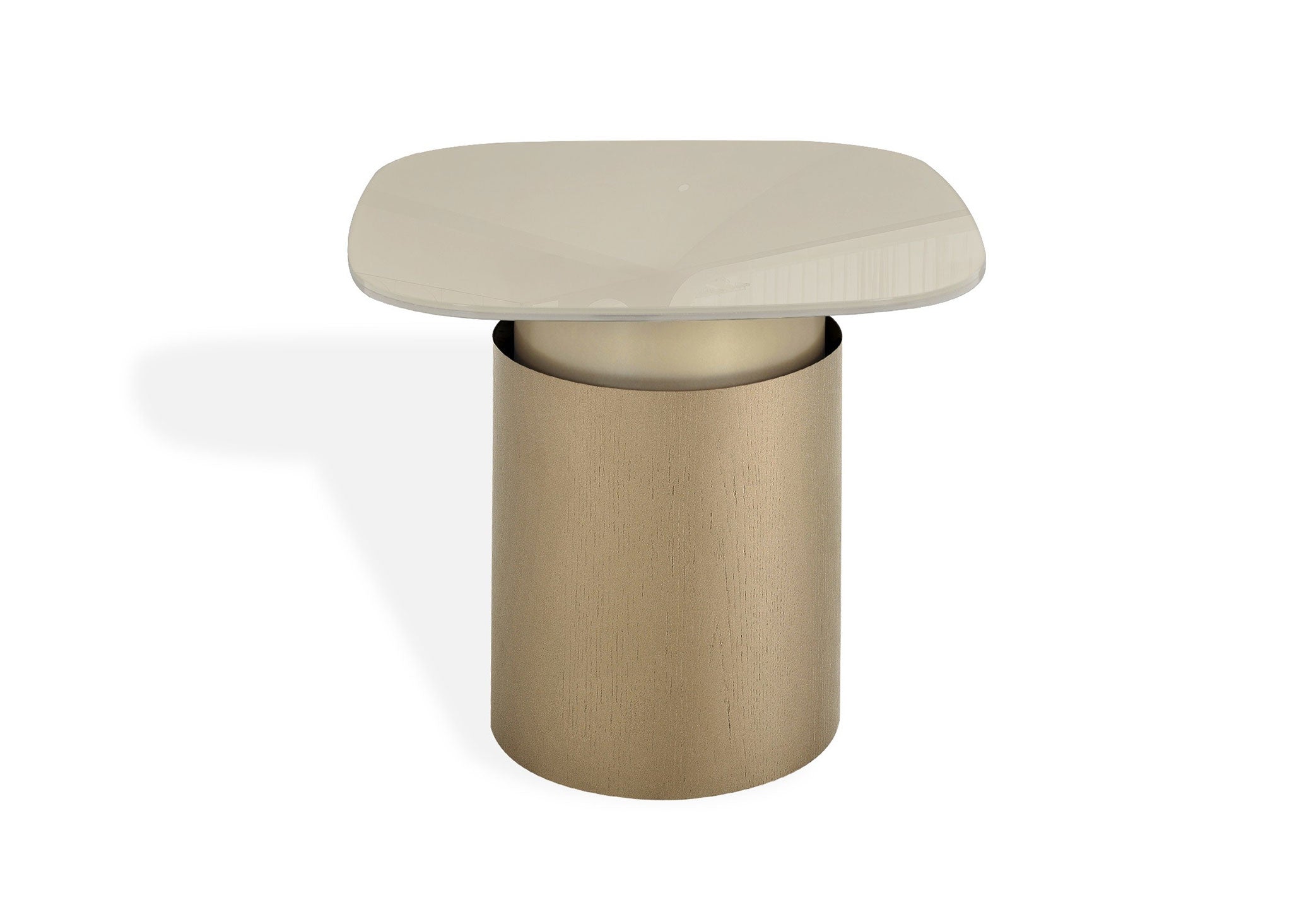 J and M Furniture End Table Essenza End Table Champagne Gold Glass Top Accent Table