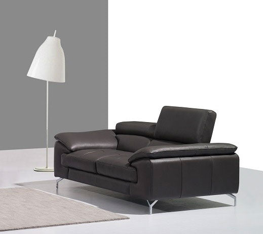 J and M Furniture Living Room A973 Premium Leather Sofa Set in Slate Grey