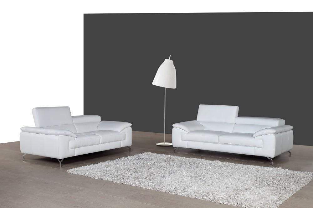 J and M Furniture Living Room A973 Premium Leather Sofa Set in Slate Grey