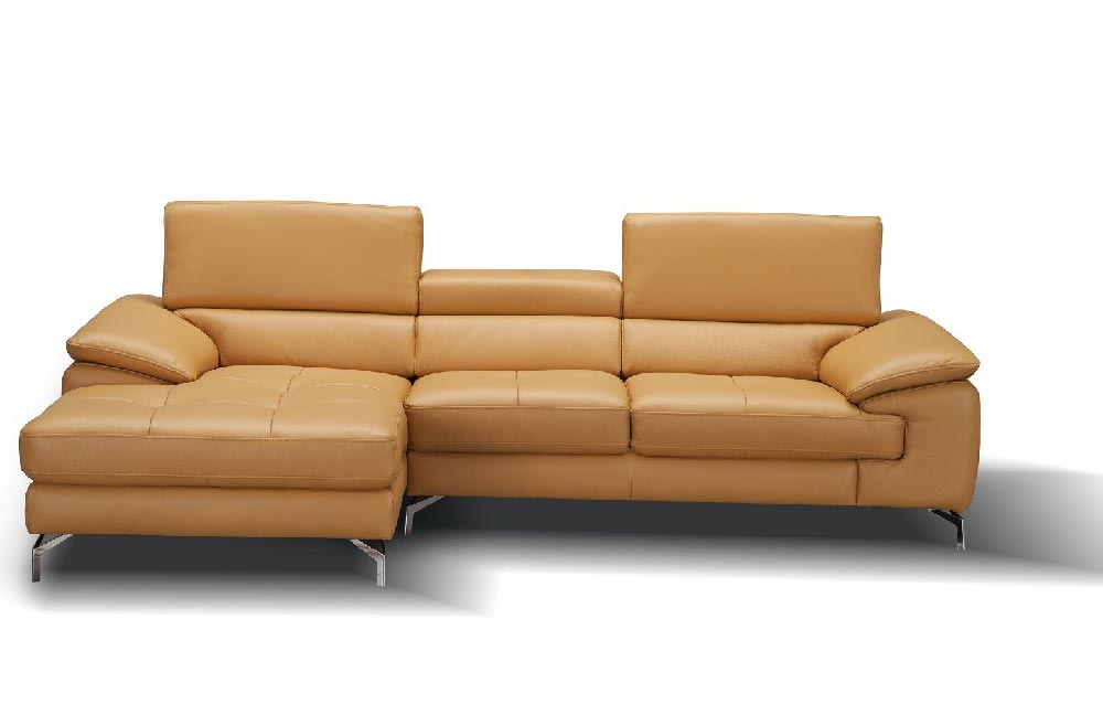 J and M Furniture Living Room A973b Premium Leather Sectional in Caramel