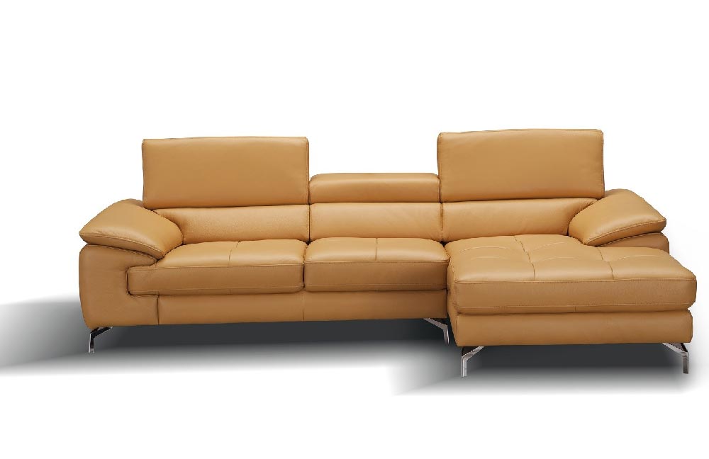 J and M Furniture Living Room A973b Premium Leather Sectional in Caramel