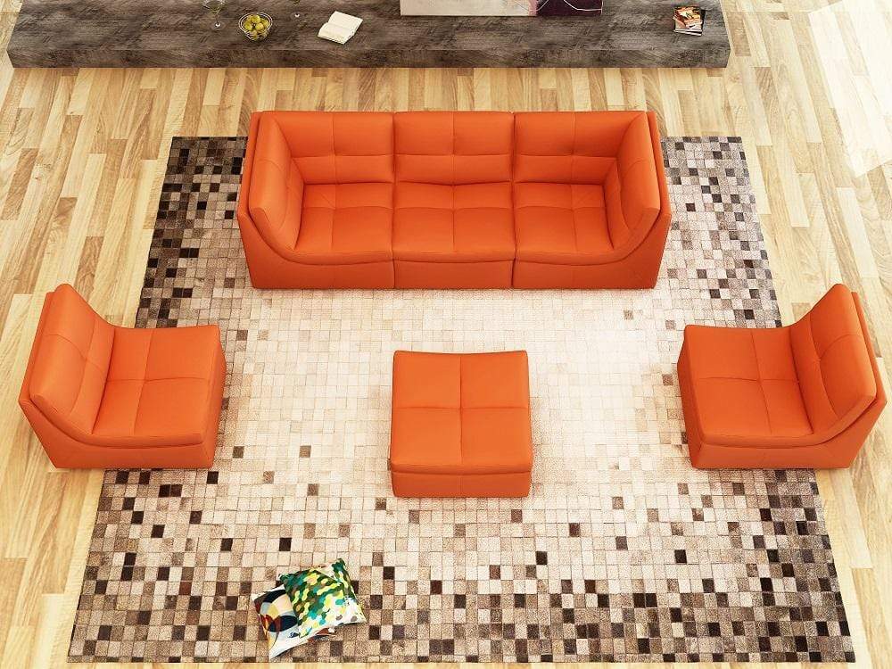 J and M Furniture Living Room Lego 6pc Collection in Pumpkin