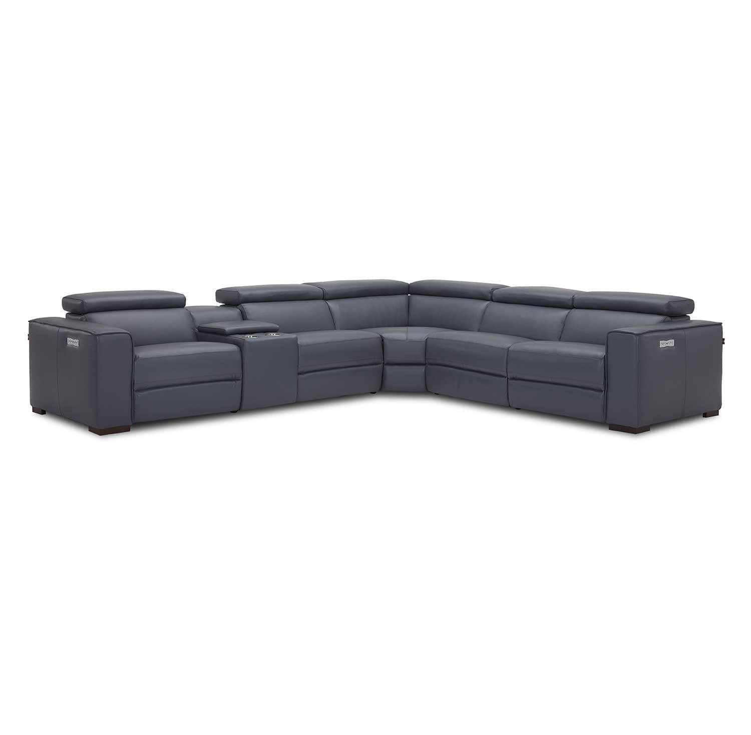J and M Furniture Living Room Picasso 6pc Motion Sectional In Dark Grey